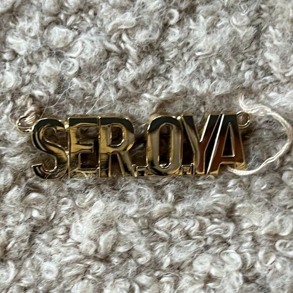 SER.O.YA Beige Bora Boucle Gold Hardware Y2K Cardigan Sweater   Women's Size XS - Picture 3 of 8
